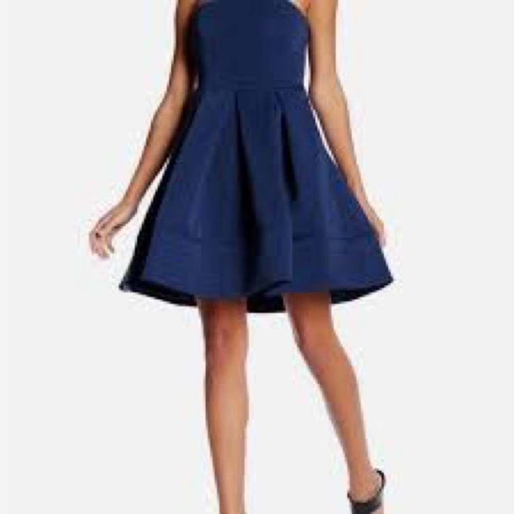Halston Strapless Dress Navy